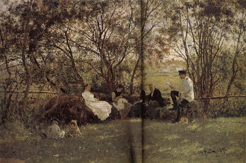 Ilia Efimovich Repin A bench in the returfing Spain oil painting art